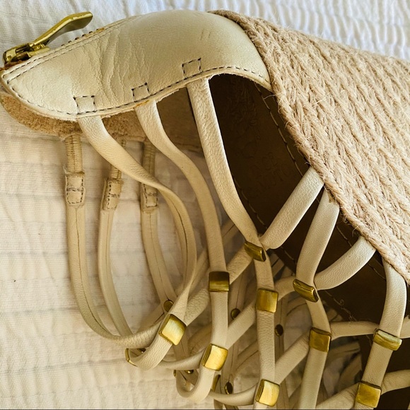 Cream Gladiator Vince Camuto Leather Wedges - Picture 5 of 11